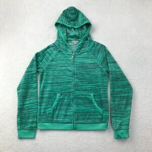 Juicy Couture Velour Jacket Womens Small Green Hoodie Y2K Rhinestone Crown